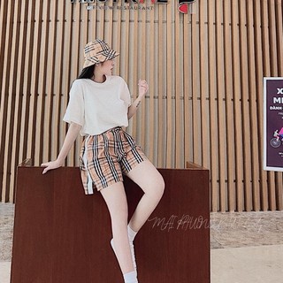 (DN) Sét bộ Áo trơn quần kẻ ..