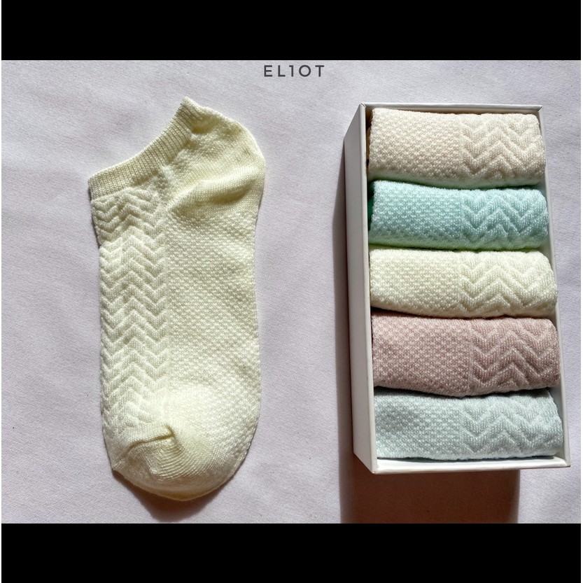 Tất, vớ ngắn cổ len vặn thừng Pastel Hàn Quốc
