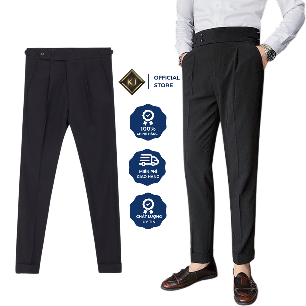 Quần Âu Nam Phong cách Hàn Quốc - Cạp Cao 2 Khuy Kiểu mới dáng Slimfit - Form chuẩn-Chất liệu co giãn cao cấp JK.STORE
