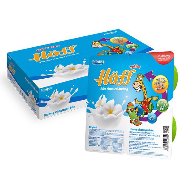 Sữa Chua trẻ em vị Nguyên Bản HOFF (4 vỉ - 16 hộp)