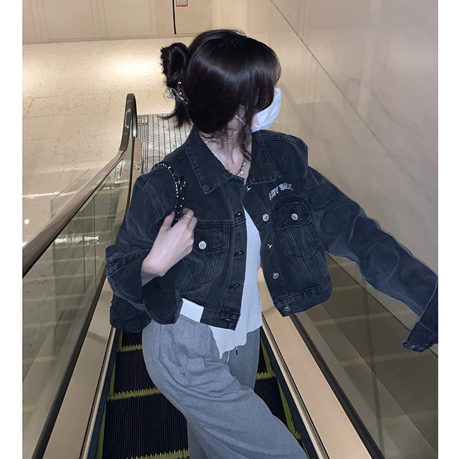 Áo Khoác Denim Tay Dài Thời Trang Mùa Thu Cho Nữ