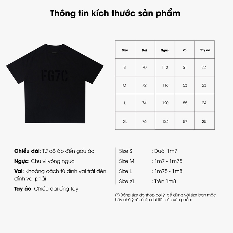 Áo thun tay lỡ FEAR OF GOD FOG FG7C unisex phông form rộng TLS oversize chất liệu cotton thời trang nam nữ