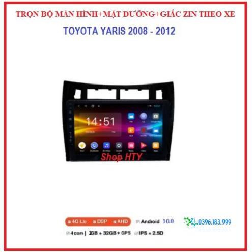 Màn hình ô tô dvd android 9 inch theo xe Toyota YARIS đời 2008-2012, Combo Bộ đầy đủ: màn+ mặt dưỡng+ giắc zin.