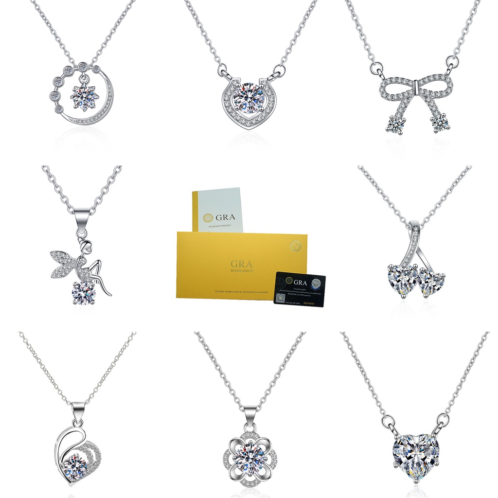 Vòng cổ Bạc S925 Mặt Đá Kim Cương Trắng Và Vàng 18K Thanh Lịch
