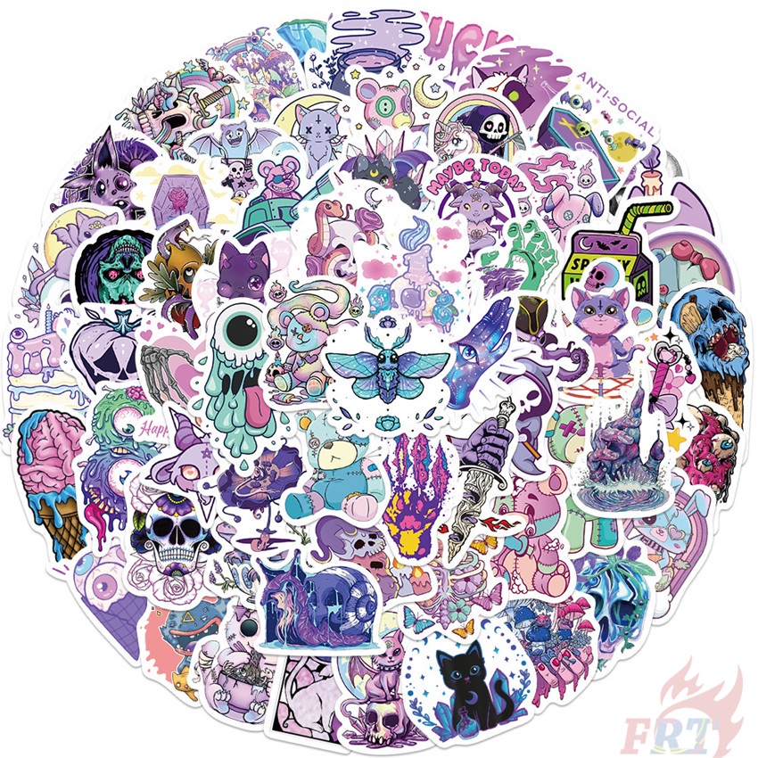 ❉ Set 03 Sticker Dán Trang Trí Nghệ Thuật Phong Cách Gothic Độc Đáo ❉ Bộ 64 Miếng Dán Chống Thấm Nước Họa Tiết Doodle Thời Trang