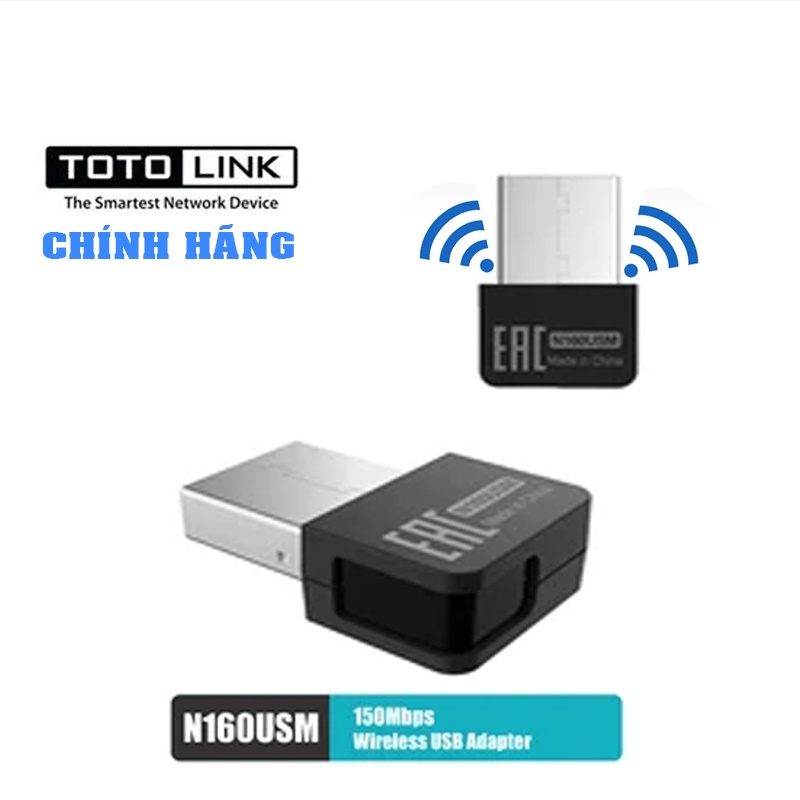 USB Thu Wifi Totolink N160USM USB Wi-Fi siêu nhỏ chuẩn N 150Mbps - Hàng Chính Hãng