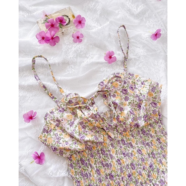 Áo 2 dây hoa nhí bo chun