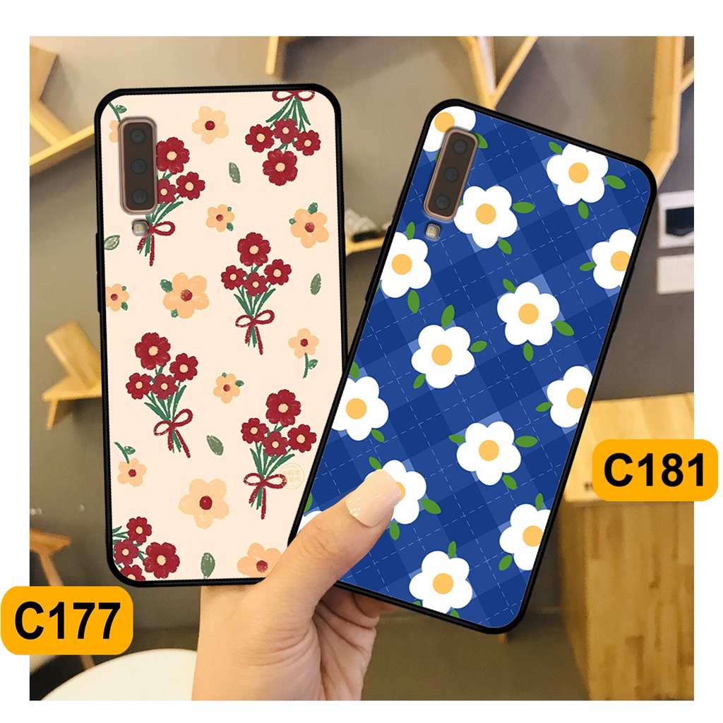 Ốp Samsung A7 2018 - A9 2018 in hình hoa cỏ nhẹ nhàng,họa tiết caro xinh xắn.ốp lưng chống sốc