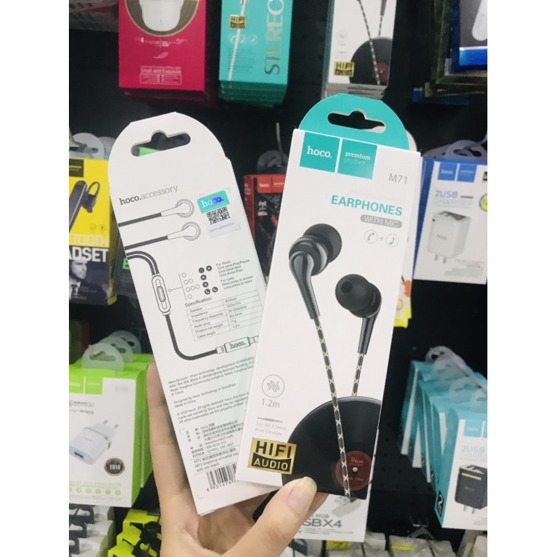 ✔Giảm giá - TAI NGHE DÂY HOCO M71 CÓ MIC DÂY BỌC DÙ CHỐNG ĐỨT CHỐNG ỒN