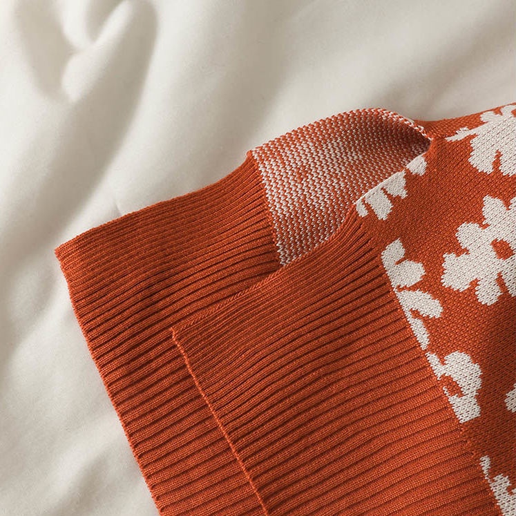 Áo khoác không tay dáng rộng in hình phong cách retro thời trang mùa thu