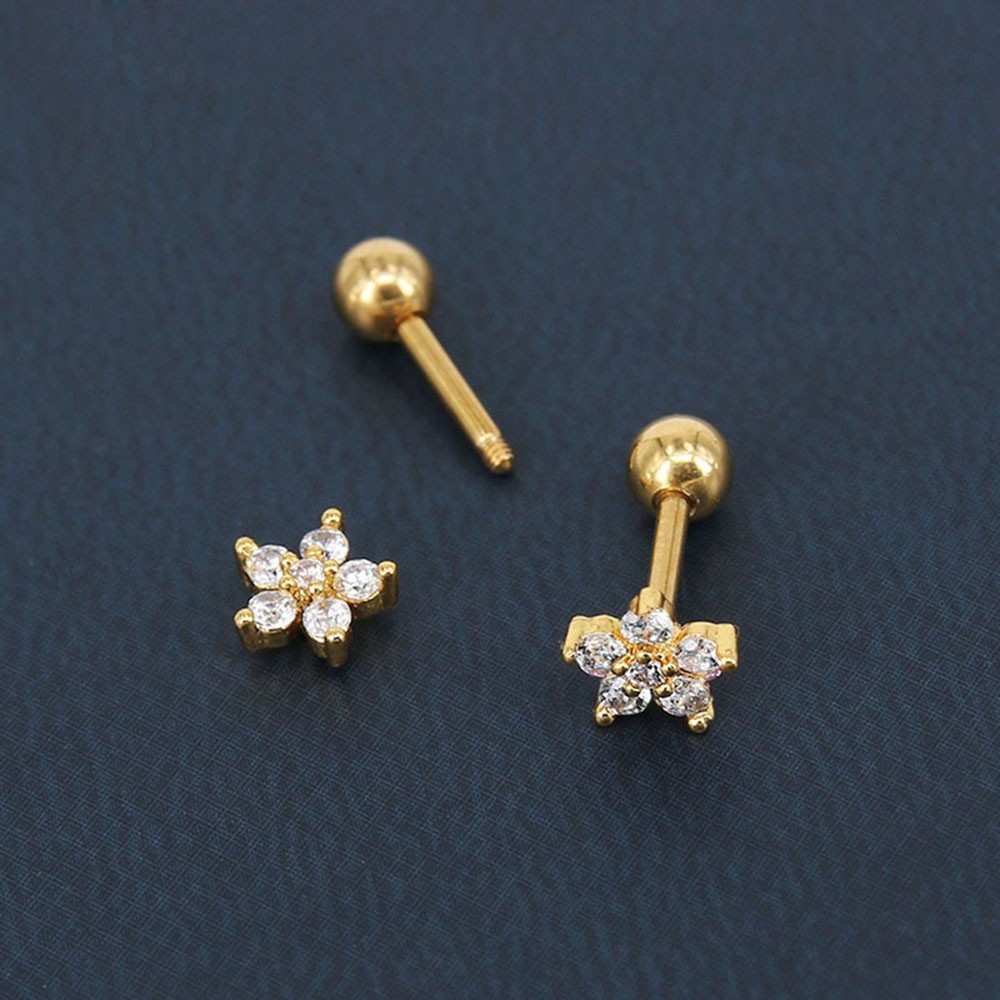 Khuyên tai thép không gỉ hình hoa cho nữ