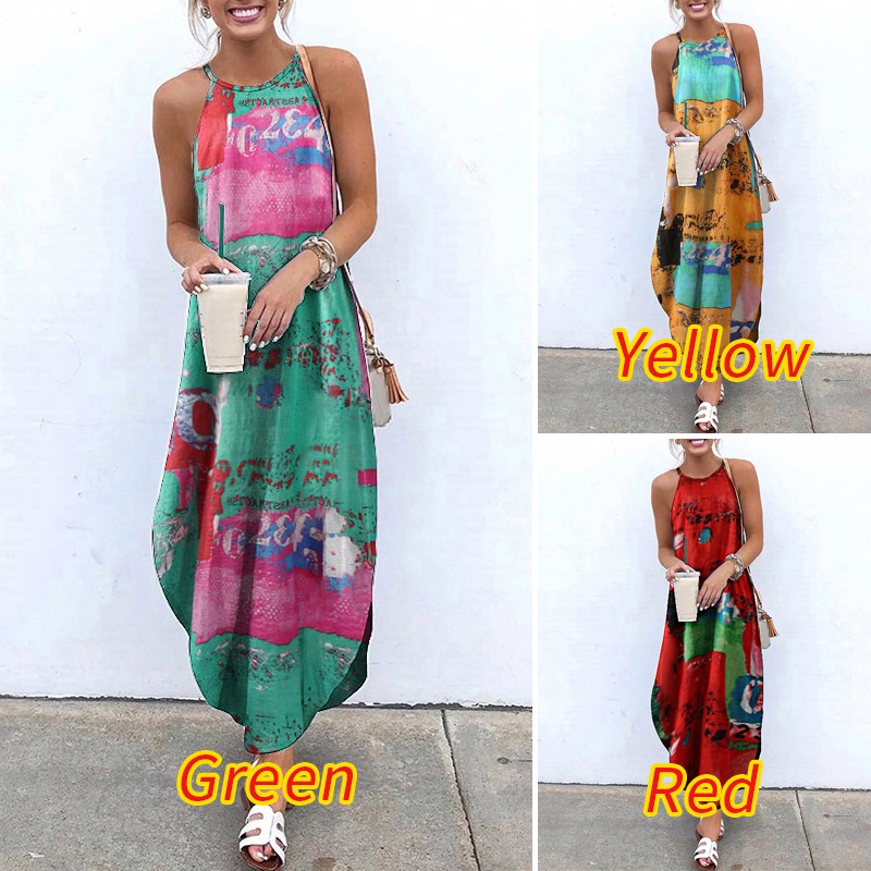 Đầm Maxi VONDA Không Tay In Họa Tiết Phong Cách Bohemian Cổ Điển Dành Cho Nữ | BigBuy360 - bigbuy360.vn