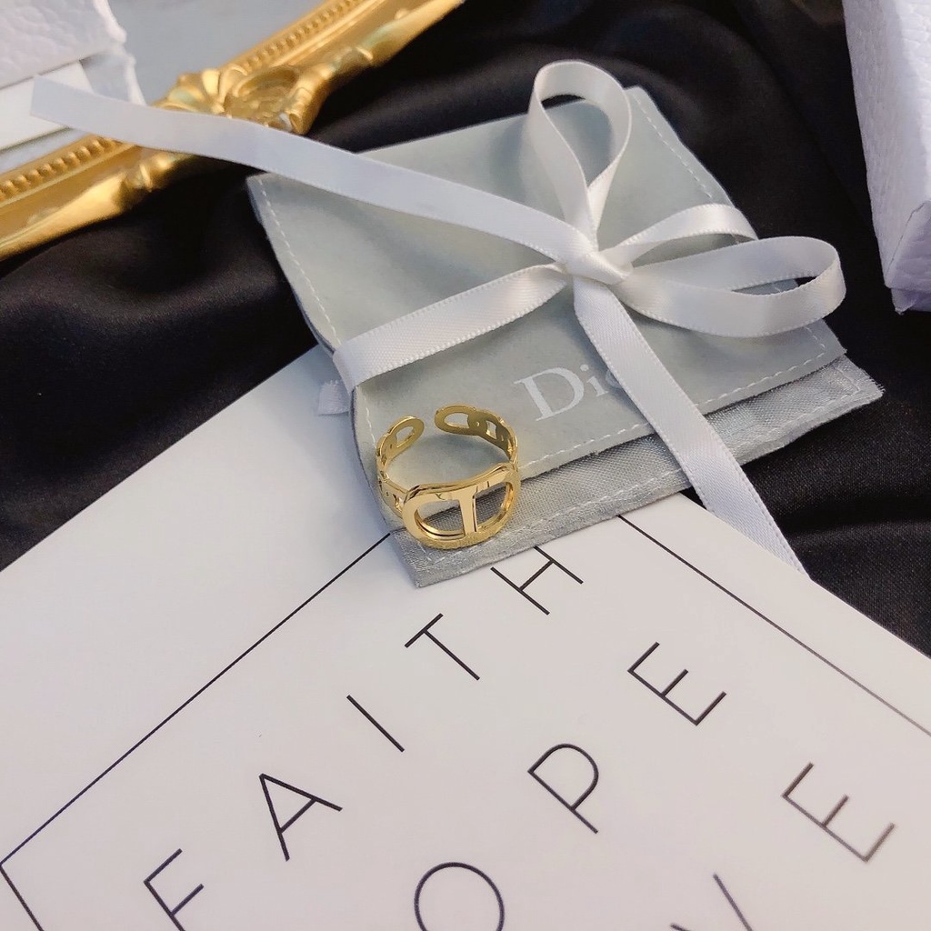 Nhẫn đeo tay Dior mạ vàng/bạc 925 thiết kế đơn giản phong cách Hàn Quốc thời trang cho nữ