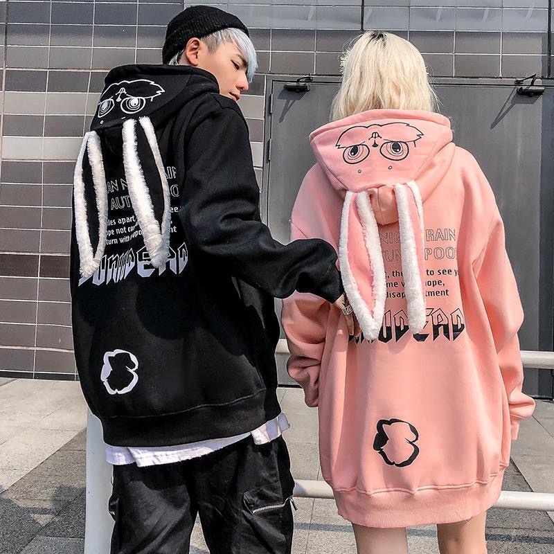 【Three colors】Phong cách thỏ áo Khoác Hoodie thời trang hàn quốc áo hoodie đôi nam nữ harajuku áo hoodie form rộng cute áo hoodie hồng