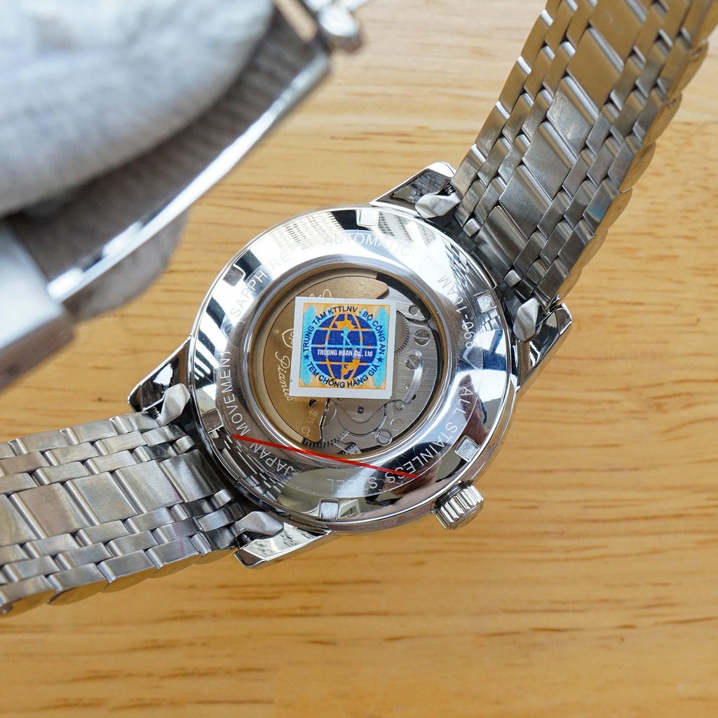 Đồng hồ nam dây kim loại mặt kính chống xước Automatic Olym Pianus OP990-163 OP990-163AMS trắng