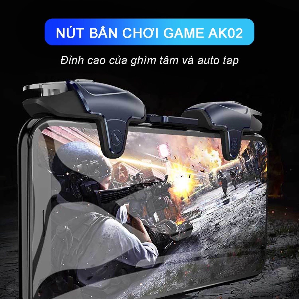 Nút chơi game auto tap AK02 FPS PUBG FF Mobile Memo tap 30 Nhịp/giây bản màu đen tay cầm chơi bao tay siêu nhạy gaming.