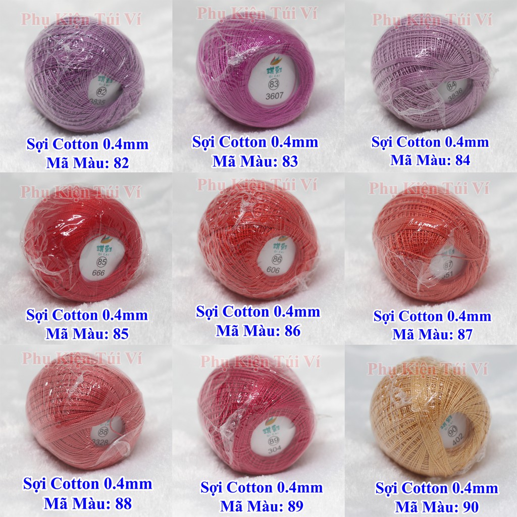 Sợi cotton 0.4mm - 28k/ cuộn 10g ( màu 51-&gt;99)