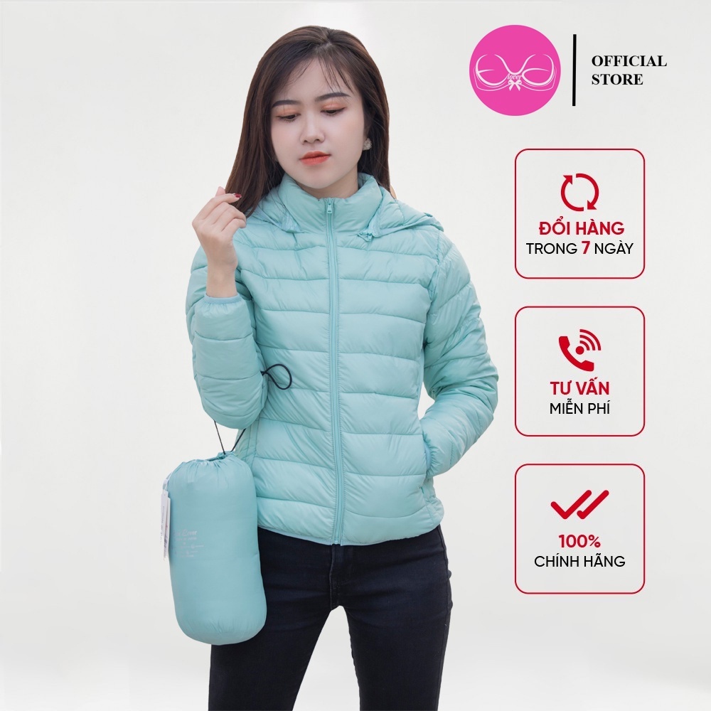 Áo khoác phao nữ siêu nhẹ có mũ siêu ấm EvaLover - xuất xịn