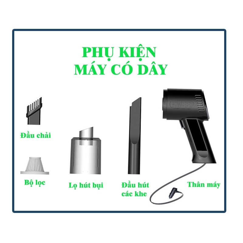 MHB 2 Máy hút bụi cầm tay mini không dây , vệ sinh bàn phím , hút bụi giường, ô tô lực hút 4000PA