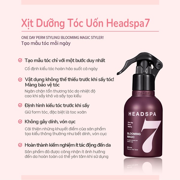 Xịt Dưỡng Tạo Kiểu HEADSPA7 Blooming Magic Hair Styler Tạo Độ Phồng Giữ Nếp Tóc 150ml