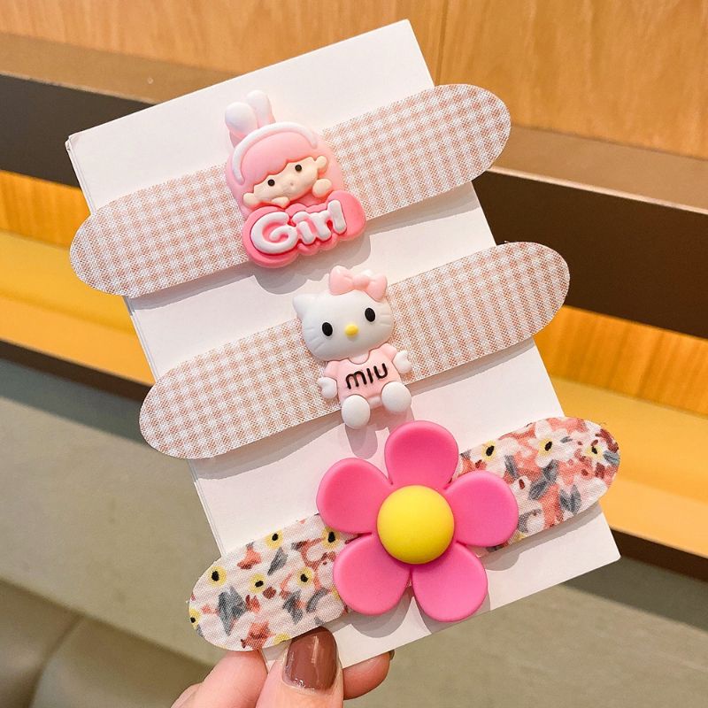 Set 3 kẹp tóc kiểu dáng hoạt hình xinh xắn cho bé gái