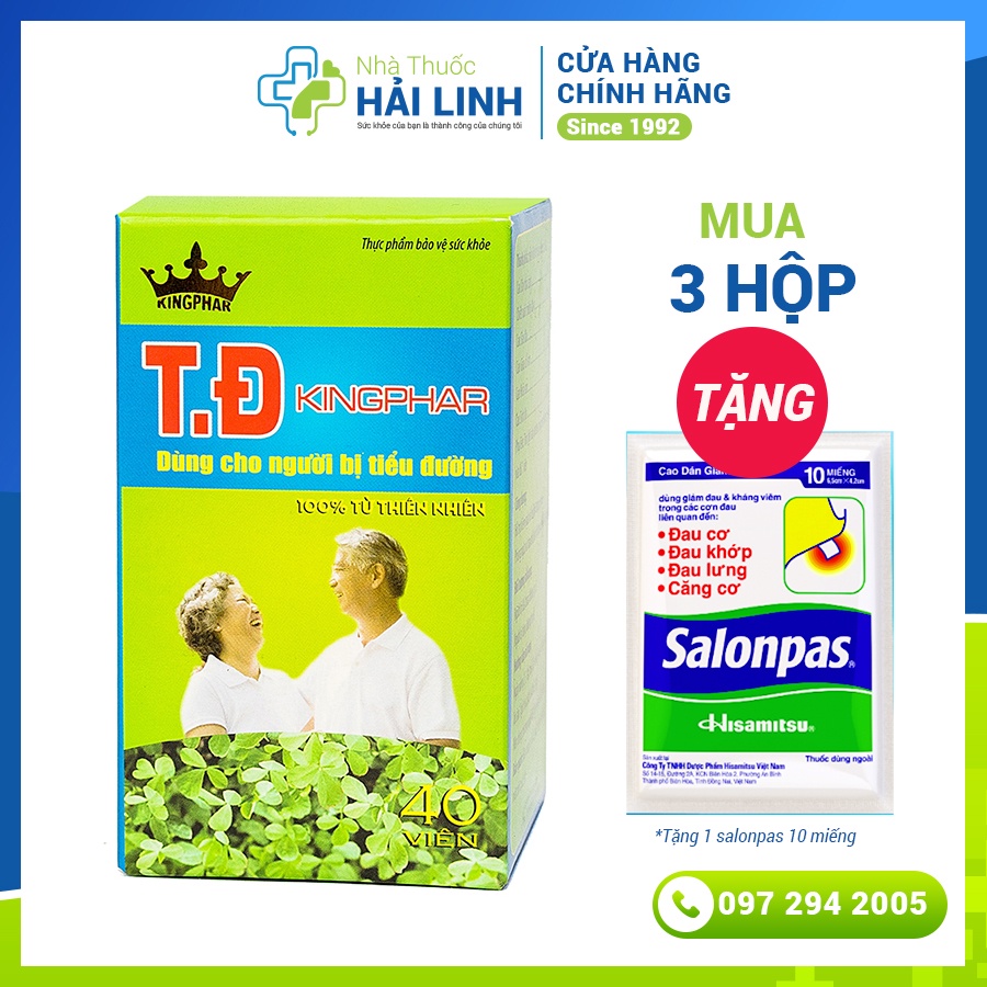 Viên uống giảm đường huyết và biến chứng tiểu đường TĐ Kingphar⚡Tặng quà⚡Hộp 40v dành cho người bị tiểu đường