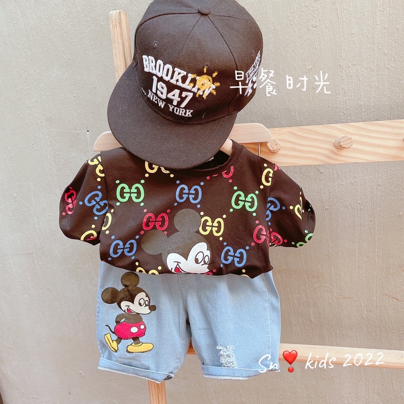 [SET BÉ TRAI] Bộ micky GG siêu phẩm 2 màu ( không kèm mũ) cho bé trai
