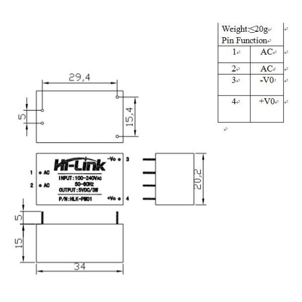 Module Nguồn AC-DC Hi-Link HLK-PM01 5VDC 3W
