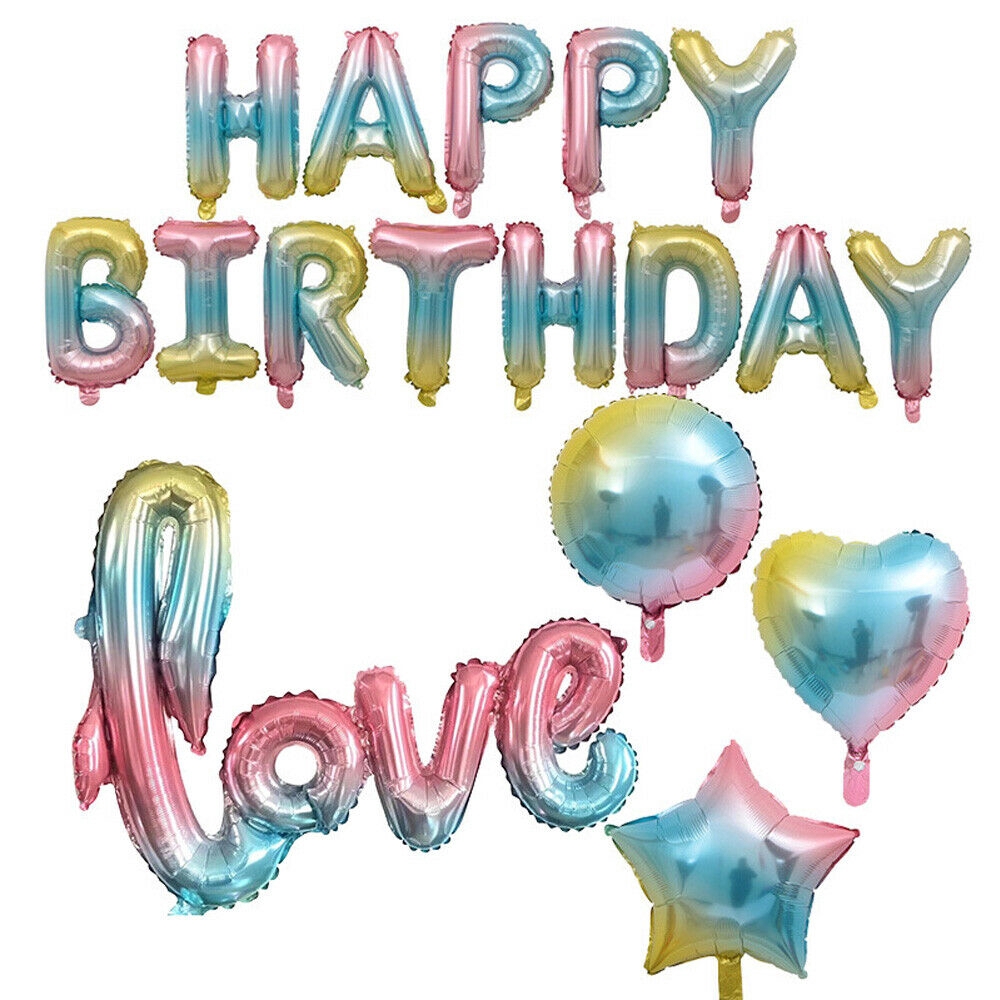 Bong bóng lá nhôm hình cầu vồng trang trí tiệc chúc mừng sinh nhật