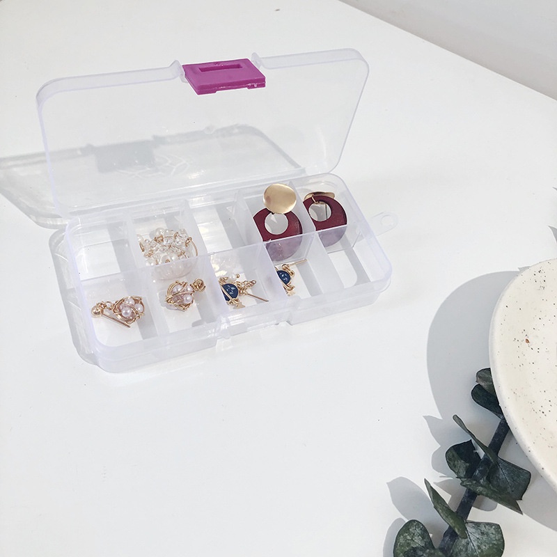Hộp Nhựa Trong Suốt 10 Ngăn Đựng Trang Sức Tiện Dụng