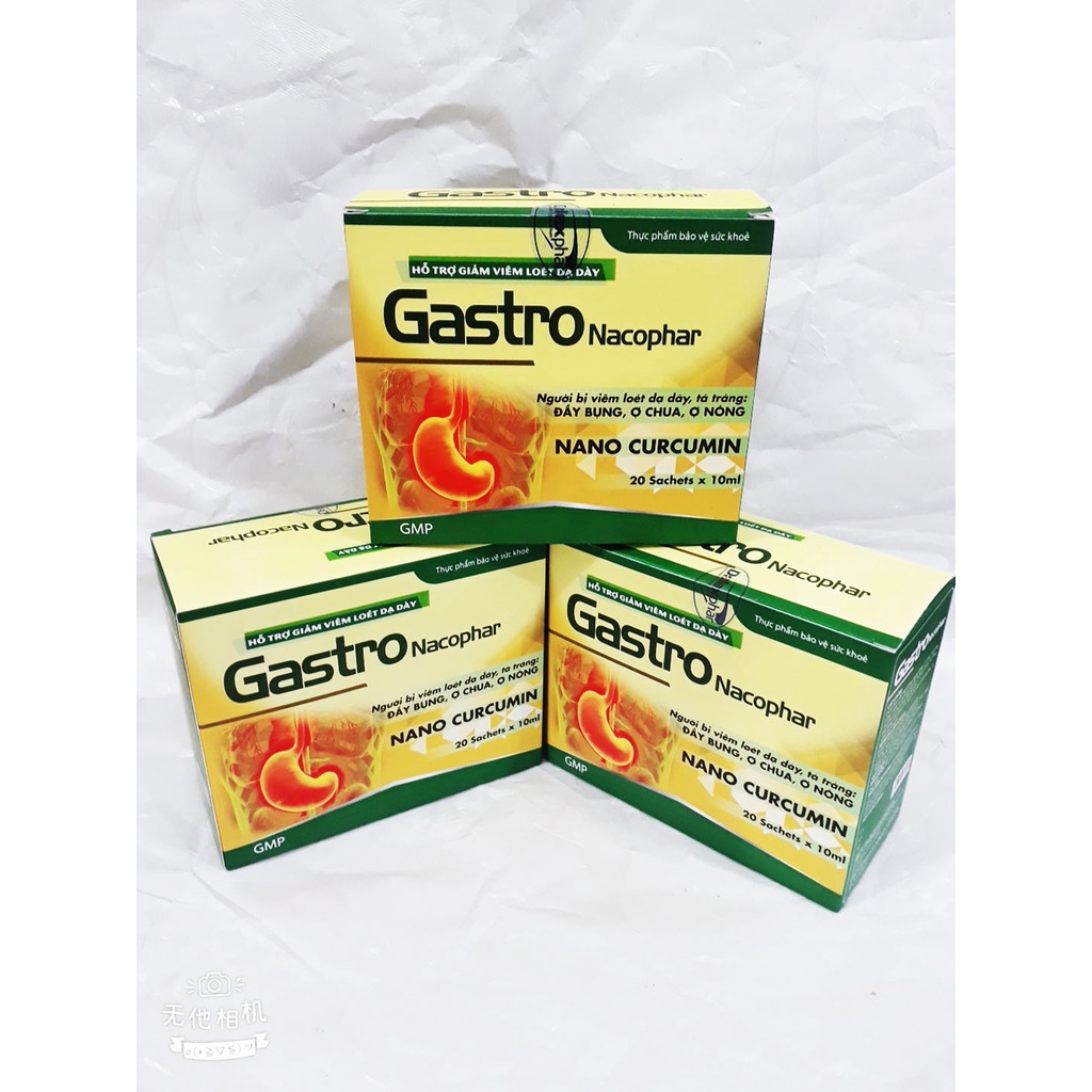 Gel dạ dày GASTRO NACOPHAR, giúp giảm trào ngược dạ dày, ợ hơi, ợ chua, ợ nóng, đau thượng vị, đầy bụng, ăn không tiêu