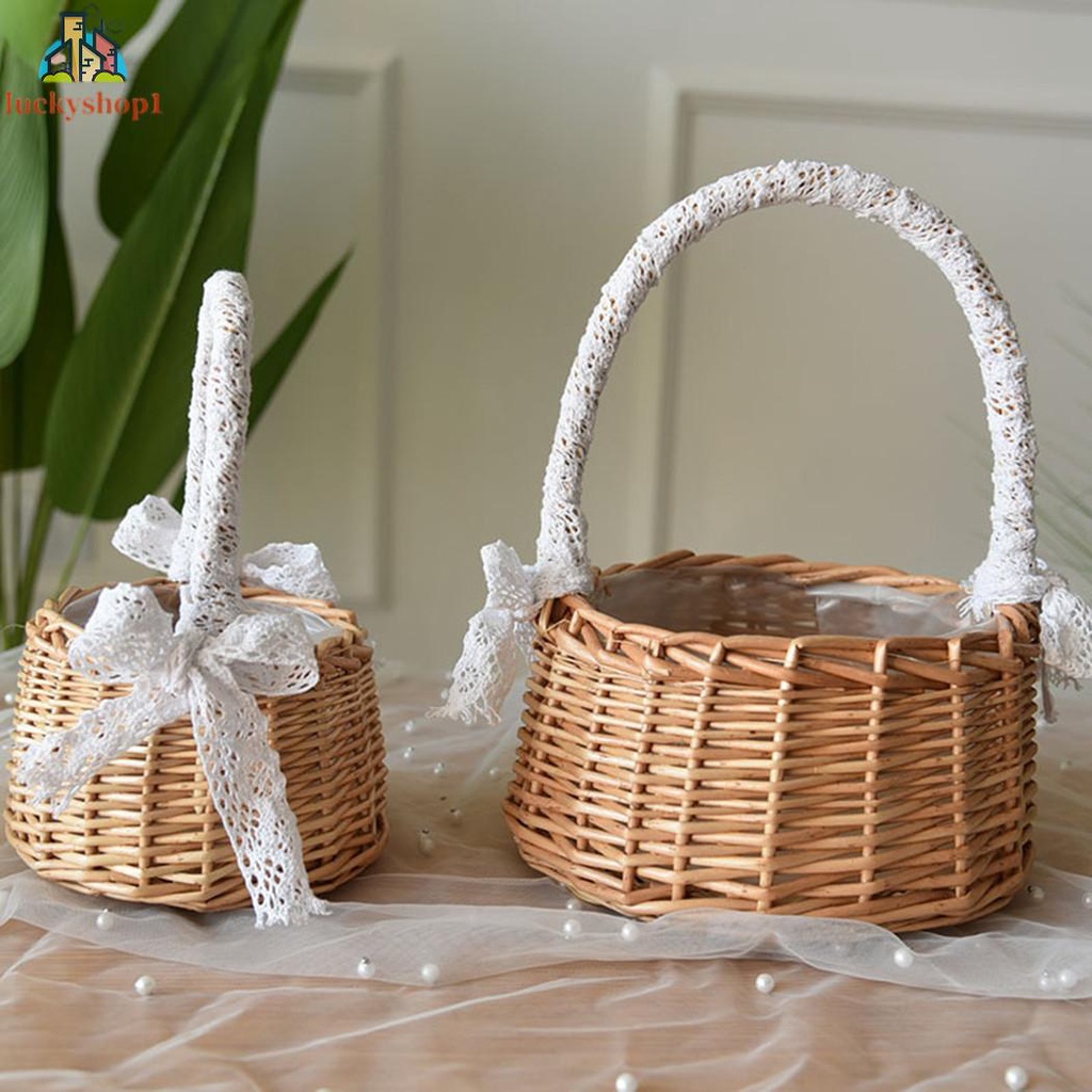 Giỏ Mây Đựng Hoa / Trái Cây Xinh Xắn Tiện Dụng Khi Đi Dã Ngoại