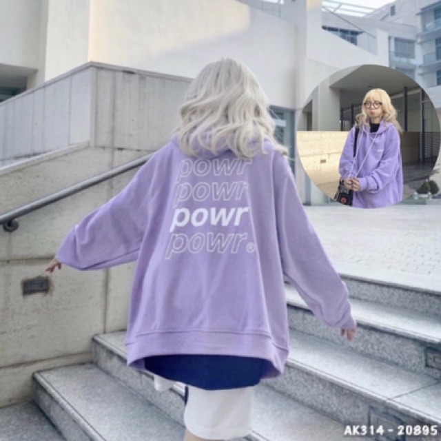 Áo Khoác Nỉ "POWR" Nỉ Hàng QC Dày Dặn Jackets Nữ Nỉ Ngoại Form Rộng Unisex Nam Nữ in POWR TÍM - AK3314