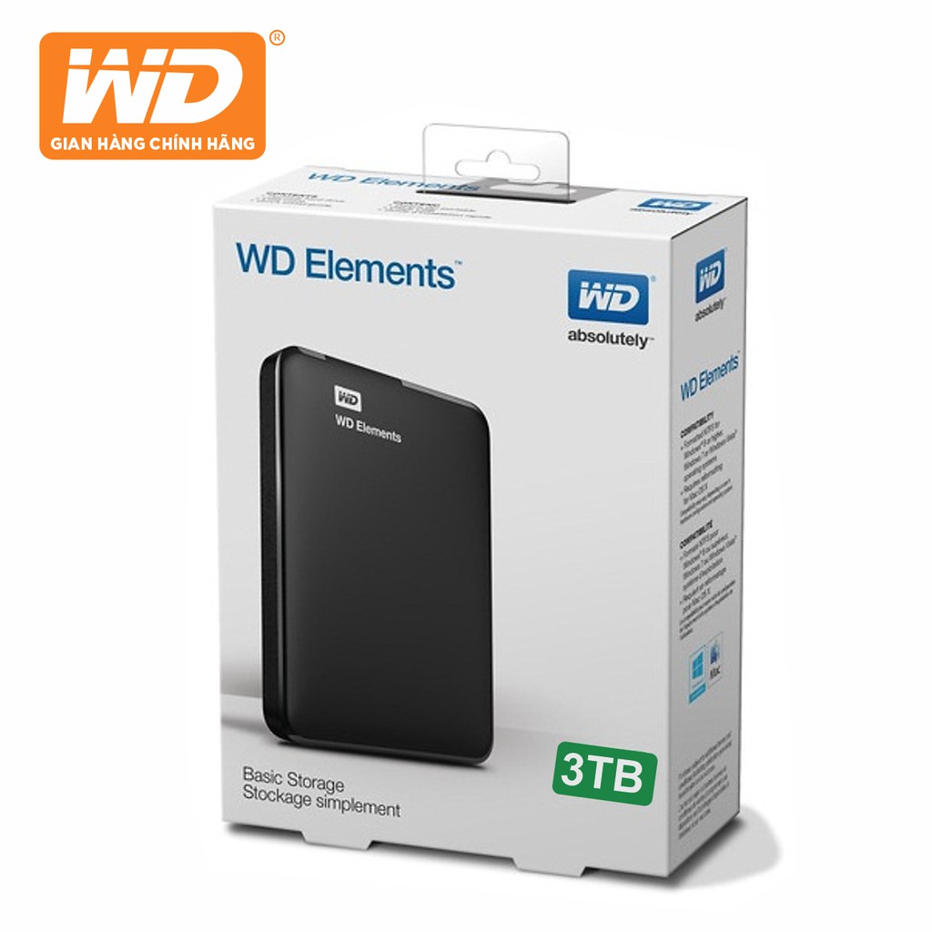 Ổ Cứng Di Động WD Elements Portable 3TB 2.5 USB 3.0 - WDBU6Y0030BBK-WESN - Hàng Phân Phối Chính Hãng