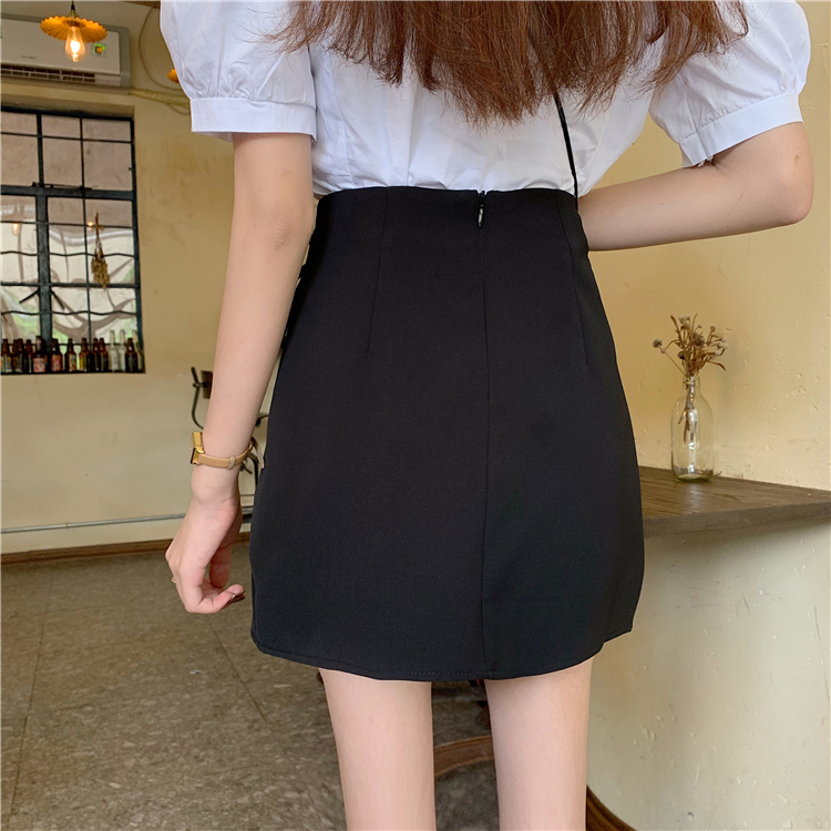 Chân Váy Lưng Cao Màu Trơn Thiết Kế Xẻ Tà Phong Cách Hàn Quốc | BigBuy360 - bigbuy360.vn