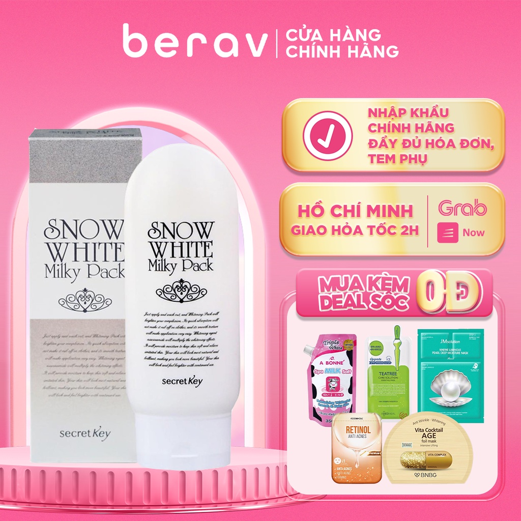 Kem Dưỡng Trắng Secret Key Snow White Milky Pack Dành Cho Da Mặt và Toàn Thân (200ml)