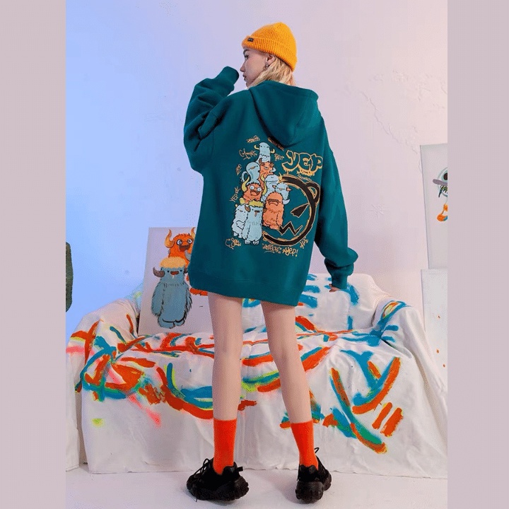 Áo hoodie form rộng/Áo nỉ có mũ tay bồng unisex nam nữ chất nỉ ngoại siêu đẹp in hình cute Rô Store HD11