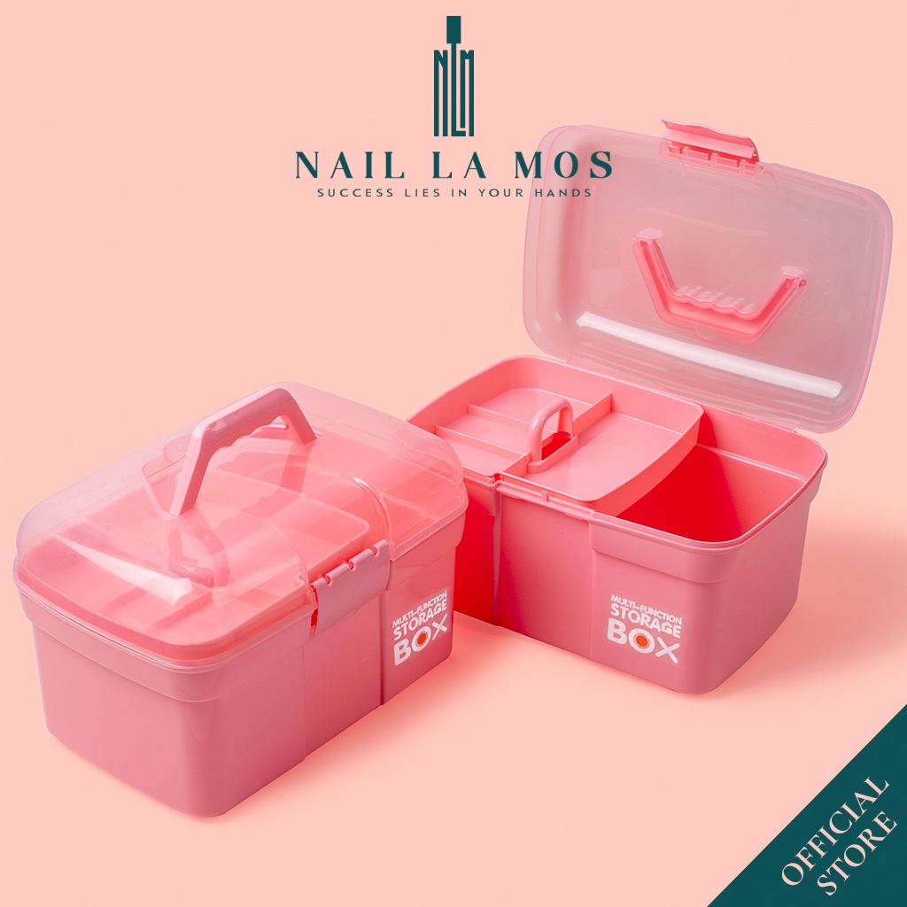 Cốp nhựa đựng đồ nail màu hồng tiện lợi – cốp đựng đồ nail giá rẻ