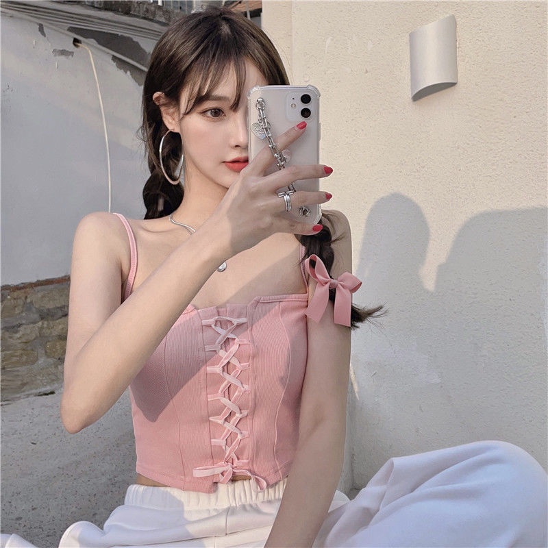 Áo Ống Hai Dây Màu Hồng Trơn Thời Trang Mùa Hè Dành Cho Nữ