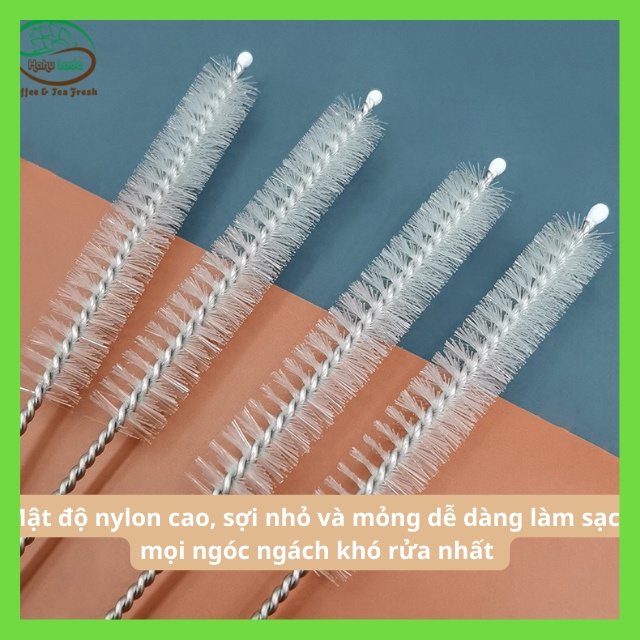 Cọ Rửa Ống Hút Bằng Thép Và Nilon, Cán Dài, Rửa, Vệ Sinh Ống Hút Nhựa Silicon, Ống Hút Thủy Tinh, Ống Hút-Chính Hãng