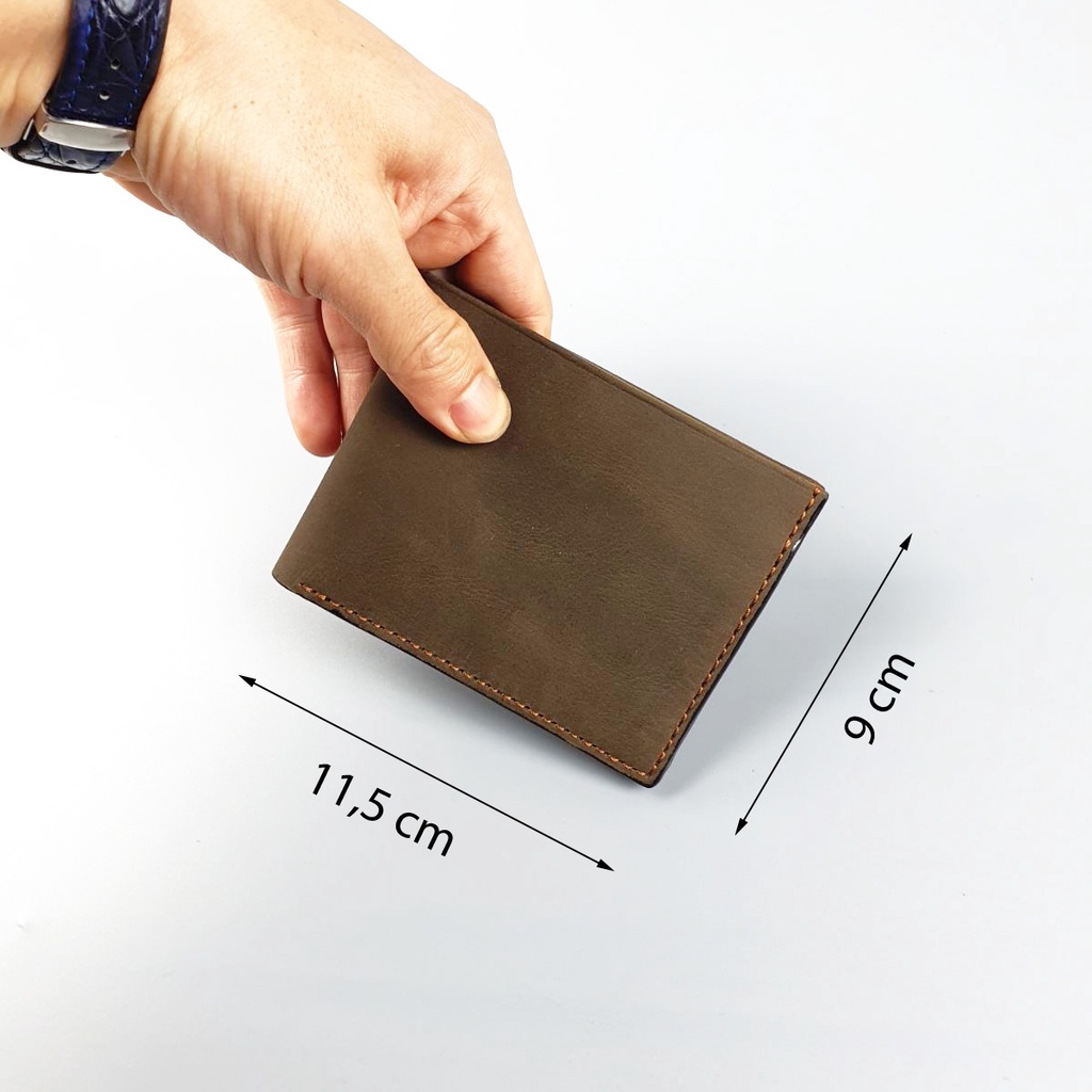 Ví nam da bò sáp may thủ công handmade WS226VB   - 100% da bò thật, BH 3 năm