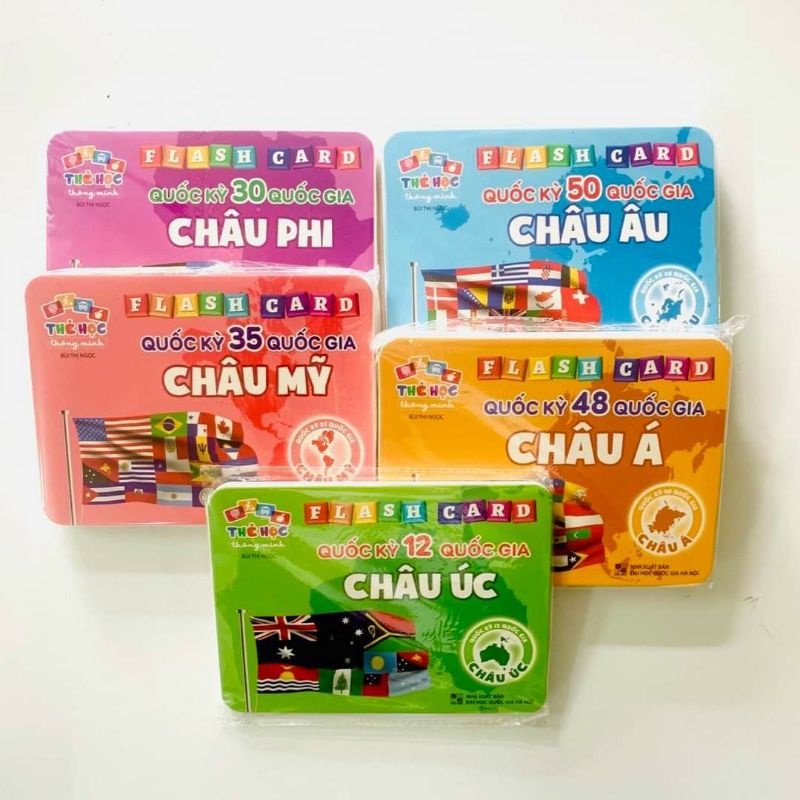 Bộ Thẻ Cờ Các Nước Trên Thế Giới, Có Phiên Âm Song Ngữ [ Loại 1 giấy đẹp]