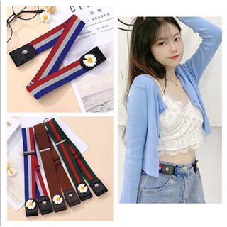 Thắt lưng da PU co giãn màu trơn thời trang năng động cho nữ