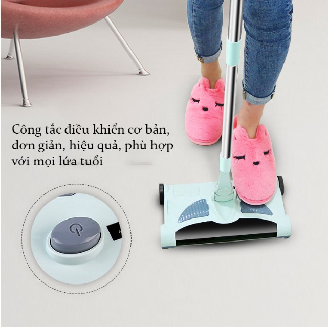 Chổi lau nhà, chổi lau nhà hút bụi đa năng, lau quét, hút bụi tự động 3 trong 1 xoay 360 độ