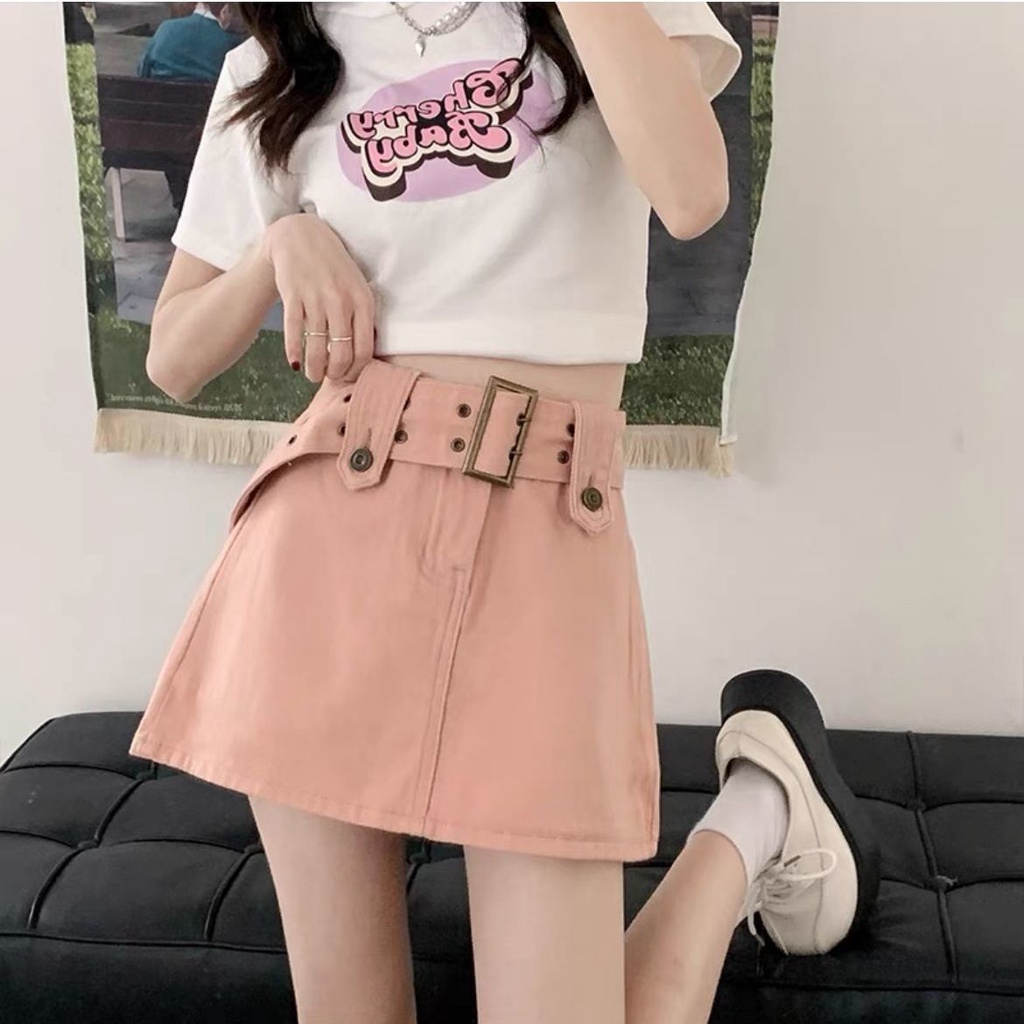 Chân Váy Chữ A Lưng Cao Màu Cà Phê Phong Cách Retro Thời Trang Mùa Hè Mới Dành Cho Nữ