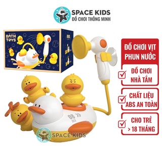 Đồ chơi nhà tắm Vịt phun nước thả bồn tắm có vòi hoa sen, 4 chế độ phun nước cho bé Space Kids