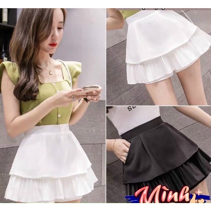 Chân váy xếp ly 2 tầng có túi siêu xinh chất kate mềm mịn