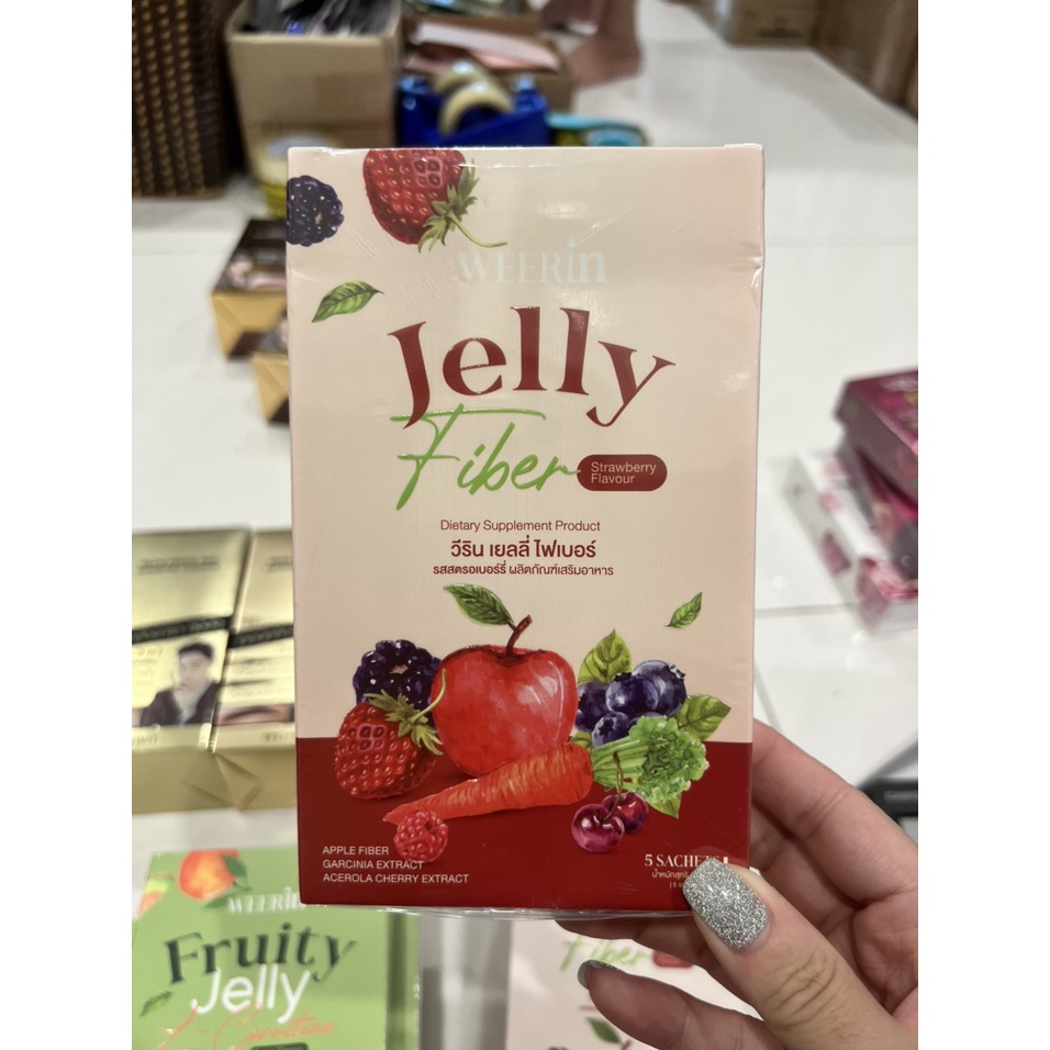 Hộp 5 Gói Thạch Giảm Cân Weerin Fruity Jelly &amp; Jelly Fiber Hàng Thái Lan Chính Hãng
