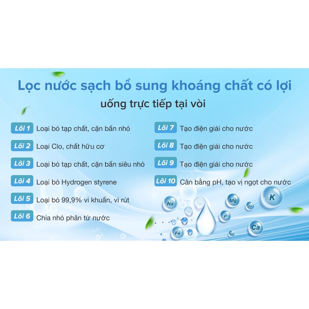 Máy lọc nước Kangaroo KG10G5VTU R.O Hydrogen 10 lõi- Điện máy Sunmy - Bảo hành chính hãng
