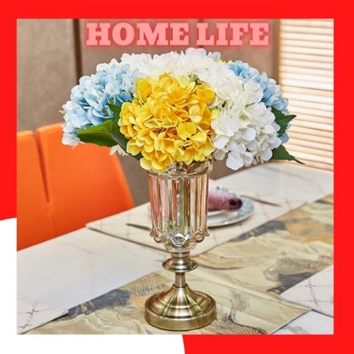 Bình hoa thuỷ tinh đế vàng cao cấp , lọ họ đế đòng vàng decor trang trí phòng khách và phòng ngủ size 30